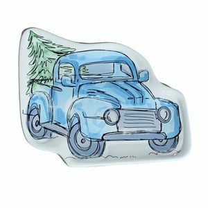 Robert Stanley Blue Truck Ceramic Plate Xmas Tree